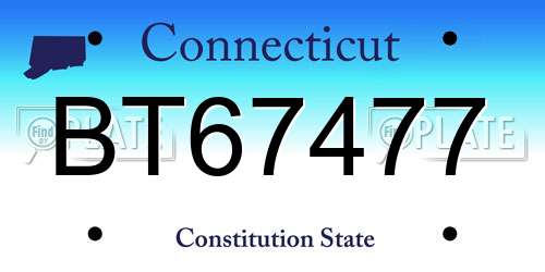 BT67477 Connecticut License Plate
