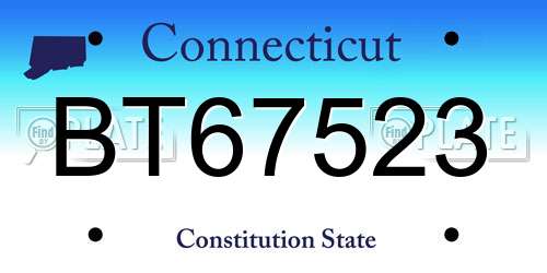 BT67523 Connecticut License Plate