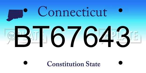 BT67643 Connecticut License Plate