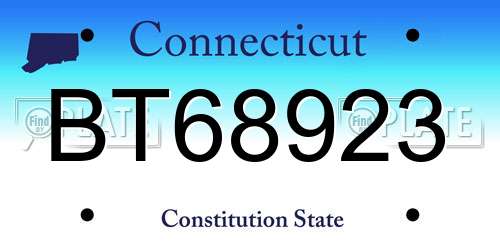 BT68923 Connecticut License Plate