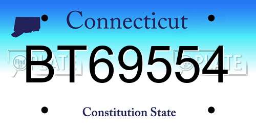 BT69554 Connecticut License Plate