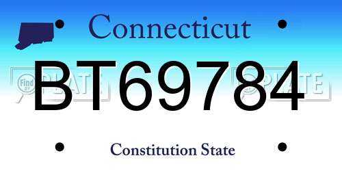 BT69784 Connecticut License Plate