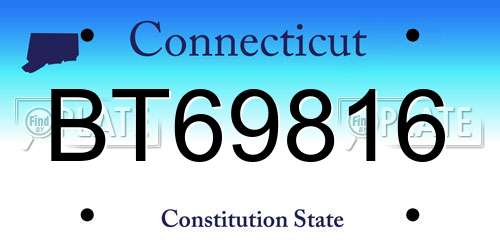 BT69816 Connecticut License Plate