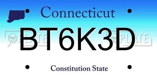 BT6K3D Connecticut License Plate