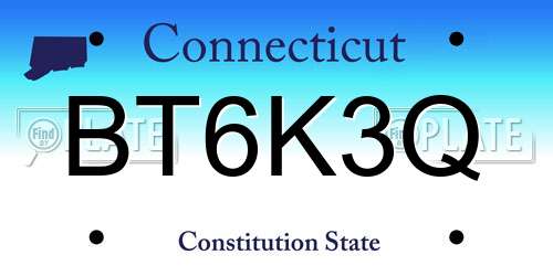 BT6K3Q Connecticut License Plate