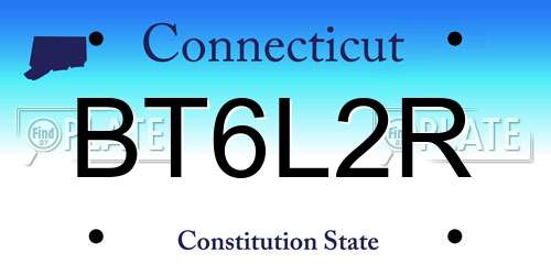 BT6L2R Connecticut License Plate
