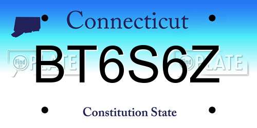 BT6S6Z Connecticut License Plate