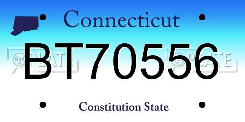 BT70556 Connecticut License Plate