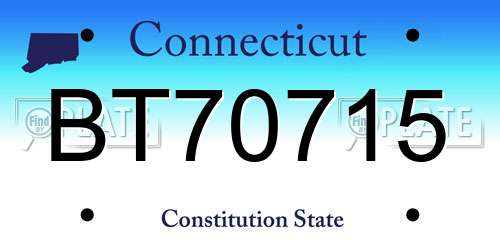 BT70715 Connecticut License Plate