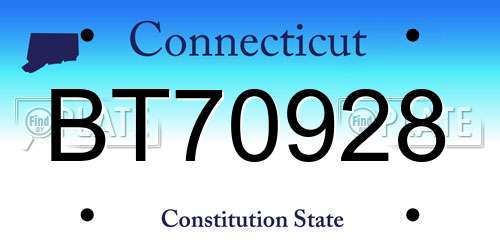 BT70928 Connecticut License Plate