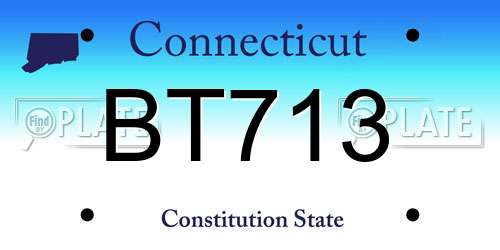 BT713 Connecticut License Plate