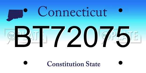 BT72075 Connecticut License Plate