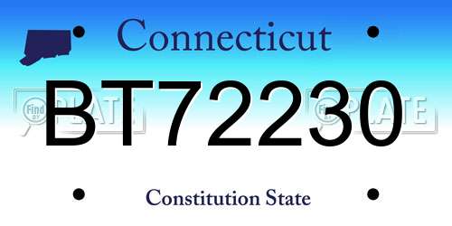BT72230 Connecticut License Plate