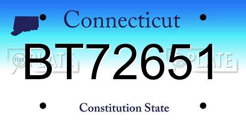 BT72651 Connecticut License Plate