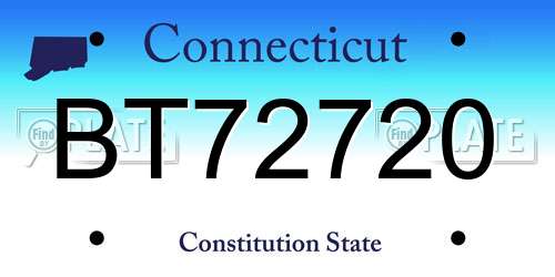 BT72720 Connecticut License Plate