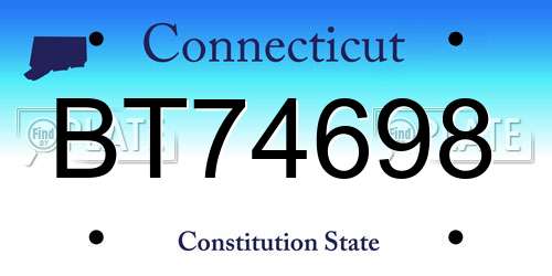 BT74698 Connecticut License Plate