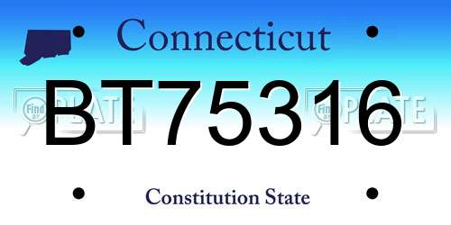 BT75316 Connecticut License Plate
