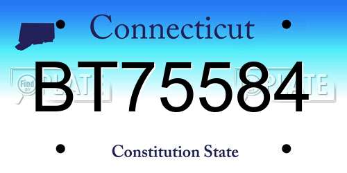 BT75584 Connecticut License Plate