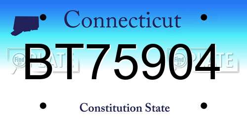 BT75904 Connecticut License Plate