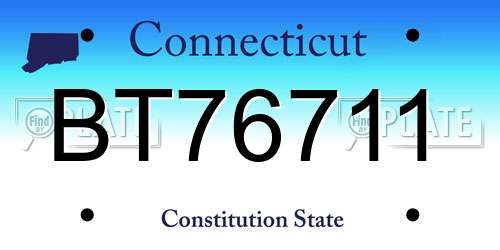 BT76711 Connecticut License Plate