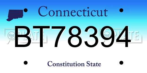 BT78394 Connecticut License Plate