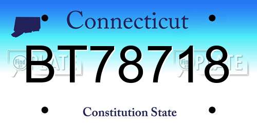 BT78718 Connecticut License Plate