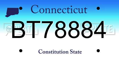 BT78884 Connecticut License Plate