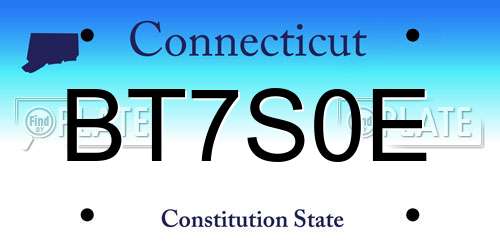 BT7S0E Connecticut License Plate