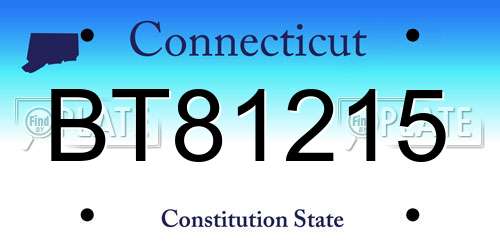 BT81215 Connecticut License Plate