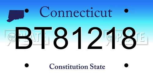 BT81218 Connecticut License Plate