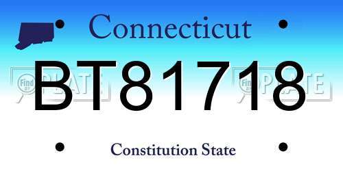 BT81718 Connecticut License Plate