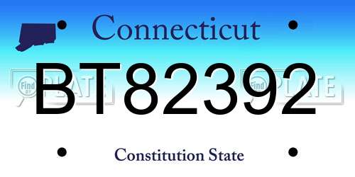 BT82392 Connecticut License Plate