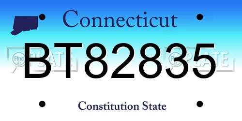 BT82835 Connecticut License Plate