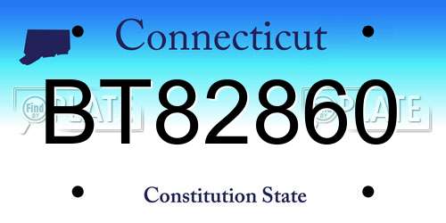 BT82860 Connecticut License Plate