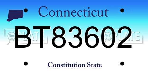 BT83602 Connecticut License Plate