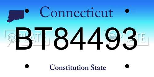 BT84493 Connecticut License Plate