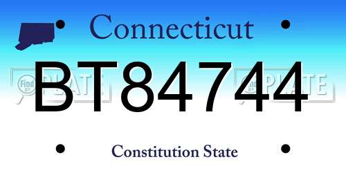 BT84744 Connecticut License Plate