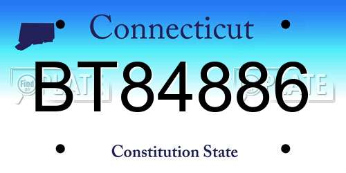 BT84886 Connecticut License Plate