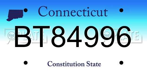 BT84996 Connecticut License Plate