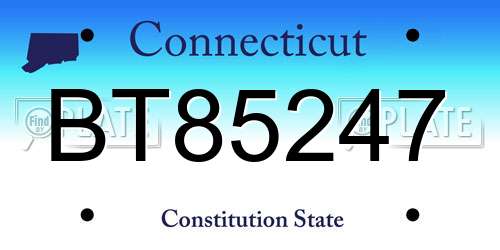 BT85247 Connecticut License Plate
