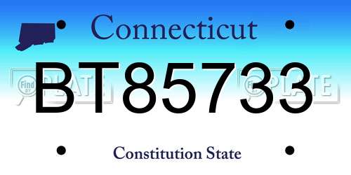 BT85733 Connecticut License Plate