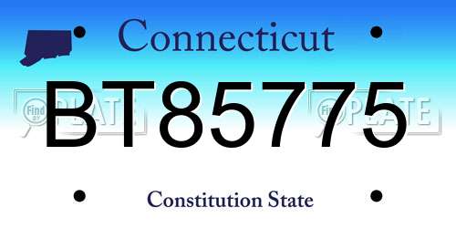 BT85775 Connecticut License Plate