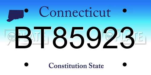 BT85923 Connecticut License Plate