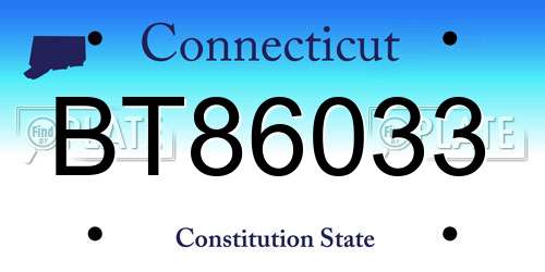 BT86033 Connecticut License Plate
