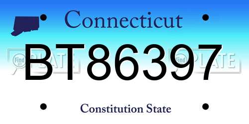 BT86397 Connecticut License Plate