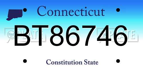 BT86746 Connecticut License Plate