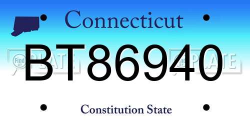 BT86940 Connecticut License Plate
