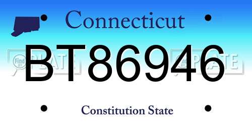 BT86946 Connecticut License Plate