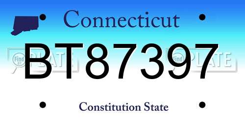 BT87397 Connecticut License Plate