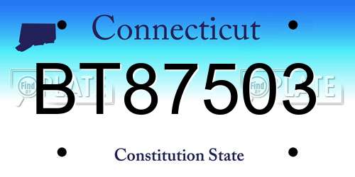 BT87503 Connecticut License Plate